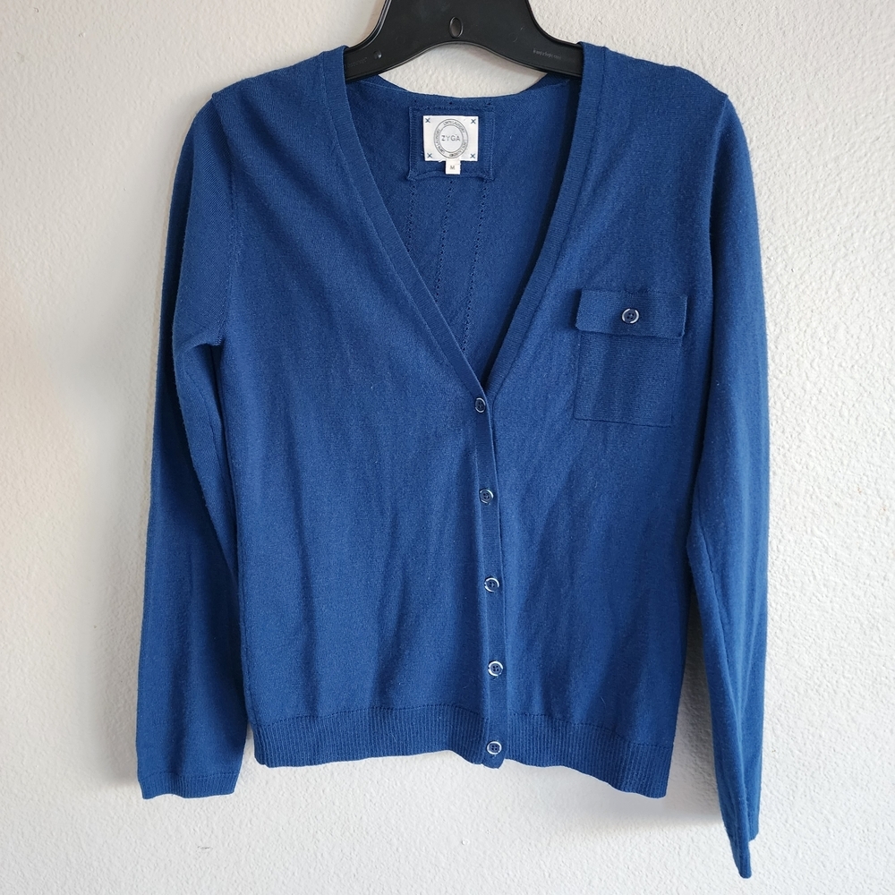 Elegant 100% Merino Wool Blue Cardigan Sweater - Cozy & Stylish Layering Piece